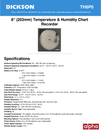 Thumbnail of document Data Sheet - TH8 8 in Temperature & Humidity Chart Recorder